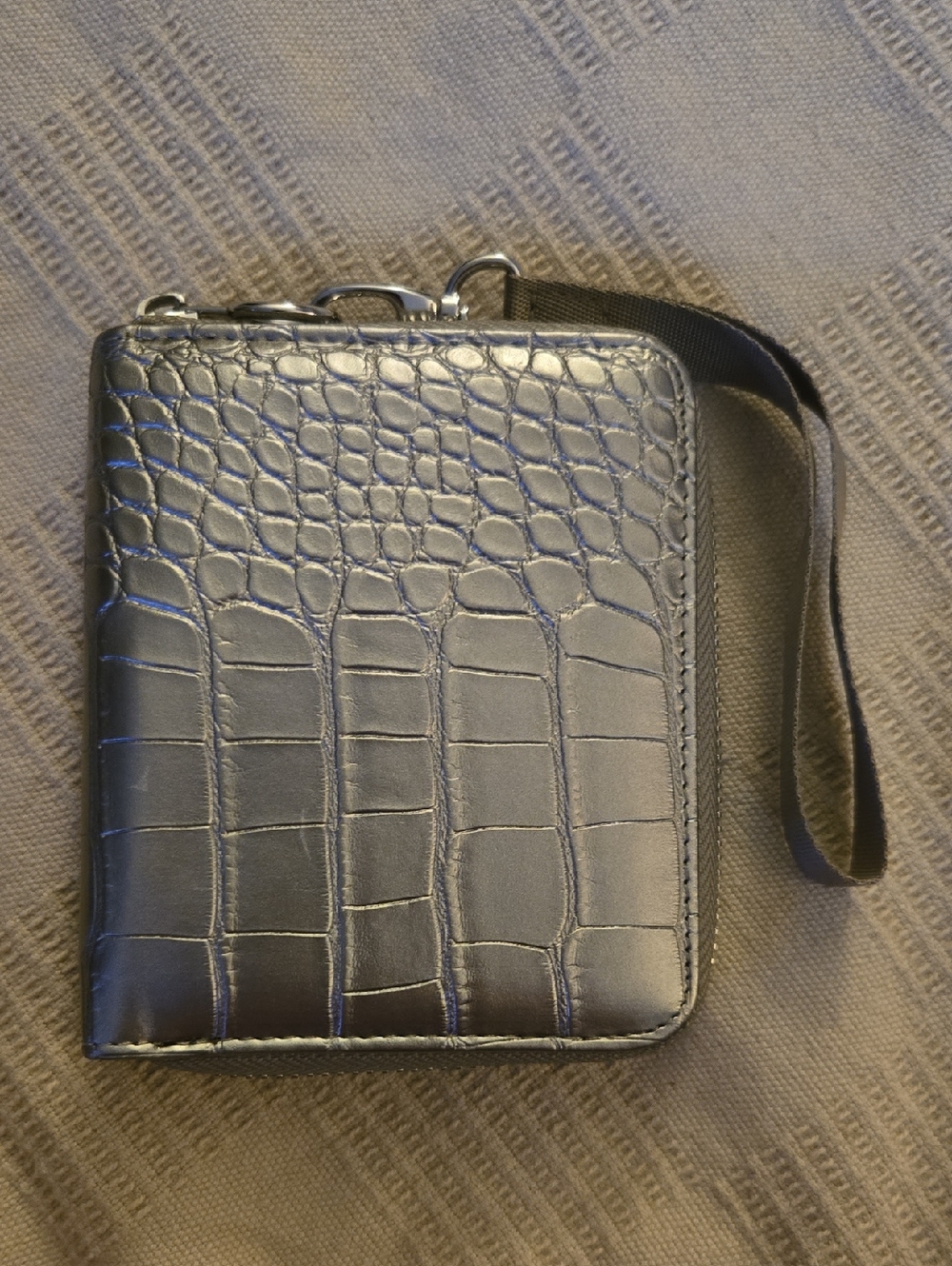 Women's Croc-Embossed Zip Wristlet Wallet Tan/Silver